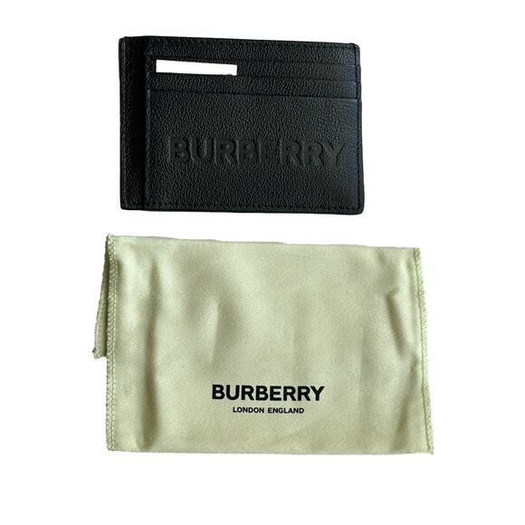 NWT $350 Burberry Logo Embossed Grained Leather Black Card Case 8052878 - Picture 4 of 8